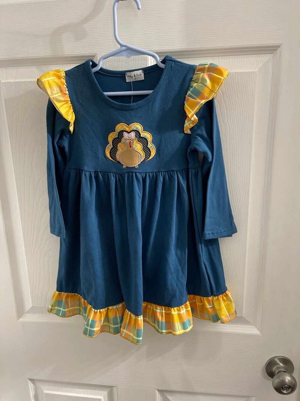 Abby & Evie Appliquéd Turkey Long Sleeve Dress Size 3 New With Tag